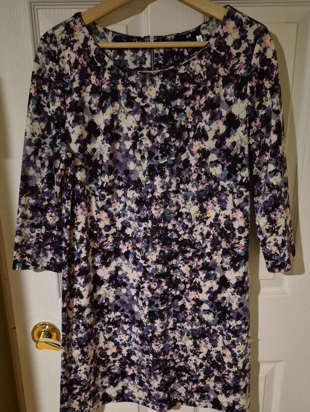 H&M Abstract Floral Watercolor Shift Dress - Medium
